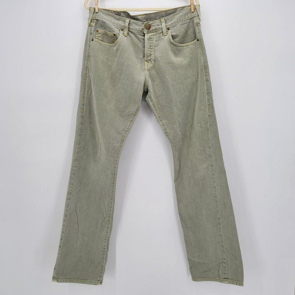True Religion Green Button Fly Denim Jeans Mens 32